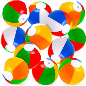ArtCreativity Rainbow Inflatable Beach Balls Bulk (Pack of 12) Multicolored 12" Floating Toddler Pool Toys, Summer Water Toys for Boys and Girls, Luau Party Decorations, Beach Essentials