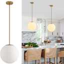 11.8in Milk Glass Pendant Lights Kitchen Island Large Globe Glass