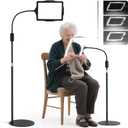Large Floor Magnifying Glass with Light and Stand, 48-LED Lighted Adjustable Height Floor Magnifying Lamp with 360 Flexible Gooseneck, Hands Free Magnifier for Close Work Reading (10.6*7.9inch)