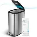 Home Zone Living 13 Gallon Slim Kitchen Trash Can with CleanAura Odor Control, Stainless Steel, Silver, 50 Liters