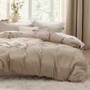 Bedsure Deep Beige Duvet Cover King Size - 3 Pieces Prewashed Cotton-Like Extra Soft Bedding Set, Includes 1 Duvet Cover 104x90 Inches with Zipper Closure & 2 Pillow Shams, Comforter Not Included
