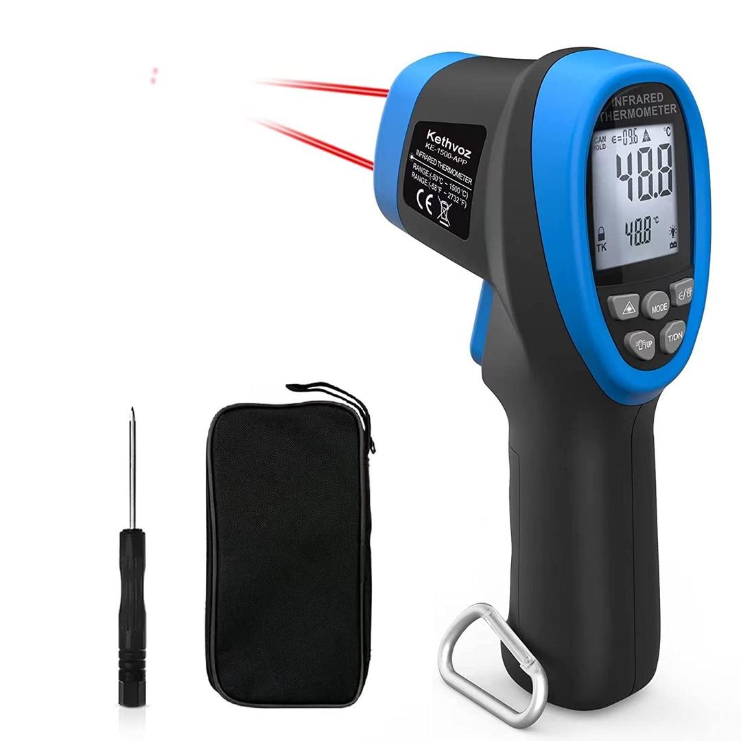 Digital Infrared Thermometer Gun, Kethvoz Dual Laser 30:1 Infrared Thermometer Gun Measure Temp -58~2732, Industrial Pyrometer for Cooking Grilling Pizza Oven HVAC 1500APP