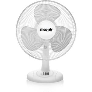 Shop-Air 16" Oscillating Table Fan, 3 Speeds, High-Velocity, Quiet & Powerful Air Circulation, 70 Adjustable Head Tilt,Ideal for Home, Bedroom or Office, White