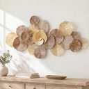 Axioglo 51" Large Wall Decor 3D Lotus Leaf Metal Wall Art for Living Room, 51"L x 26"W