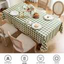 Checkered Tablecloth Rectangle Cotton Linen Gingham Table Cloth with Tassel Washable Wrinkle Free Heavy Duty Buffalo Plaid Table Cover for Dining/Party/Picnic (Green, 55" x 70" (Rectangular))