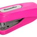 Praxxis Pro Office Supplies - Aria-Plus Half-Strip Mini Stapler - Durable, Compact, and Colorful Stapler for Office and Travel Use, Compatible with Standard 26/6 Staples, Pink