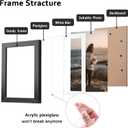 KINLINK 5x7 Picture Frame Black Set of 4, Wooden Photo Frames Matted 4x6 with Plexiglass for 4x6 with Mat or 5x7 without Mat for Table and Wall Display