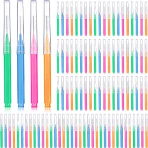 Patelai 100 Pieces Braces Brush for Cleaner Interdental Brush Toothpick Dental Tooth Flossing Head Oral Dental Hygiene Flosser Toothpick Cleaners Tooth Tool(Bright Colors,Multiple Sizes)