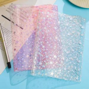 2 Pcs B6 Jelly Cover Transparent Planner Cover Transparent and Pink Glitter Star Clear Covers for Journal Planners and Notebooks (B6(11.02 x 7.52 Inches))
