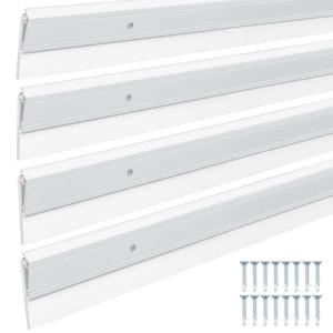 FoldTier 4 Pcs All-Season Door Sweeps for Bottom of Exterior and Interior Door, Aluminum Alloy and Rubber, Ideal for Residential & Commercial Use (1-3/4 x 32 Inch,White)