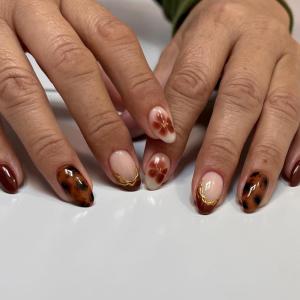 2 x Tortoiseshell Press on Nails Almond - Brown Fake Nails 24Pcs