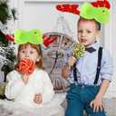 2pcs Christmas Hair Bows for Girls, Large Green Furry Hair Bows with Red Heart Cute Christmas Clips Costume Gifts Accessories for Girls Women Holiday Party