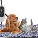 Tikaton MET Certified Pet Heating Pad, 2025 New Upgrade Heated Cat Bed Indoor with Auto Shut Off Timer, 6 Temperature Adjustable Pet Heating Pads (M: 28" x 16", Black/Leopard)