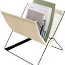 Floor Magazine Rack with Fabric Lining, Modern Metal Magazine Holder and Book Basket, Freestanding Decorative Magazine Stand for Living Room or Bedroom