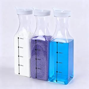 Laundry Detergent Dispenser Set with 3 Reusable Refillable Bottles, Pouring Spoon & Custom Labels – Aesthetic Laundry Organizer for a Calm, Stylish and Functional Everyday Routine