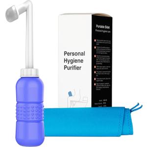 Antallcky Upgraded Portable Travel Bidet Butt Cleaner Wiper Hand Personal Bidet Sprayer for Toilet, Anal Perineal Cleansing Bottle for Men,Women-450ML,Blue