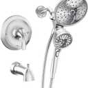 Moen Engage Magnetix Chrome Multi-Function Handshower and Rainfall Shower Head Trim Combo with Shower Handle, Tub Spout, Metal Hose, and Valve, 82304