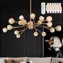 47.2" Gold Sputnik Chandeliers 18 Lights Modern Crystal Sputnik Chandelier Modern Crystal Pendant Light Chandelier Branches Chandeliers for Bedroom Kitchen Living Room (Dimmable Bulb & Remote Incl.)
