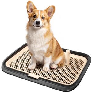 Dog Potty Tray, 23.6"x17.7" Indoor Pet Pee Pad Holder,Puppy Training Holder,Bathroom Dog Litter Box, Pet Toilet for Small and Medium Dogs,Housebreaking Supplies, Pet Products(Black)