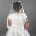 Merroyal First Holy Communion Veil Floral and Lace Veil for Girls,White,37 Inches