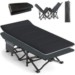 ATORPOK Camping Cot for Adults with Cushion Comfortable, Tent Folding Cot for Sleeping, Lightweight Folding Bed with Carry Bag Supports 450 lbs