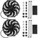 Mupera Electric Radiator Cooling Fan - Upgraded Universal Slim Fan Pull Electric Radiator Cooling Fans(2025 New), Assembly 12V 80W with Mount Kit(10 inch, Black) Set of 2