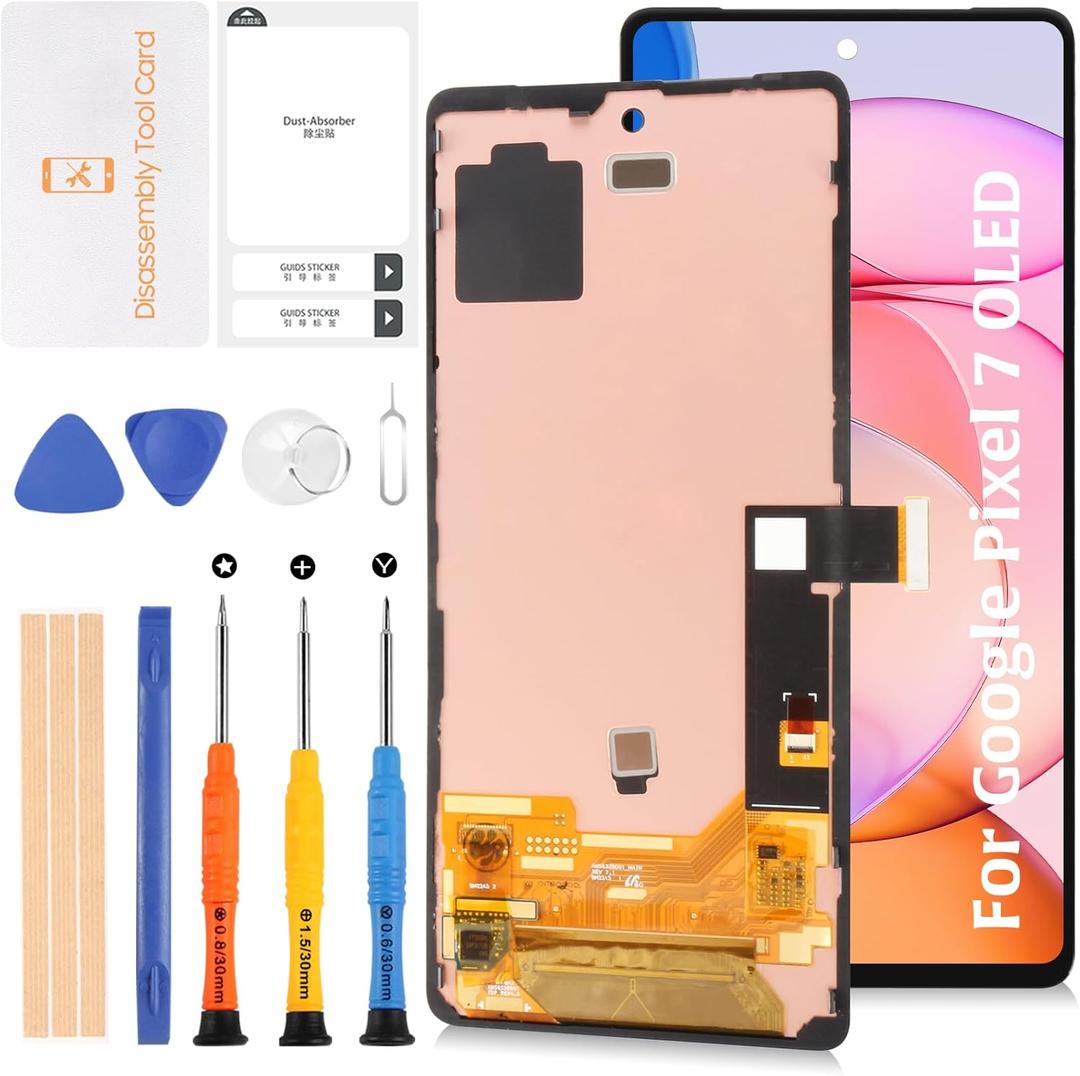 OLED for Google Pixel 7 Screen Replacement with Frame LCD Display Assembly with Touch Digitizer Repair Tools Kit GVU6C GQML3 GO3Z5 (Fingerprint Cable Transfer Required)