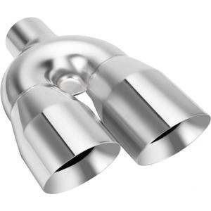 LCGP Dual Exhaust Tip 2.5 inch Inlet 4 inch Outlet 12" Length Universal Polished 304 Stainless Exhaust Tip Tailpipe for Car Truck Double Wall Weld-on Angle Cut (Left)