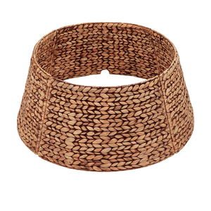 Rattan Christmas Tree Collar, Wicker Tree Skirt & Stand Base Cover (Brown Wash, 24 inch)