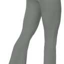 Sunzel Flare Leggings for Women with Pockets, Crossover Yoga Pants with Tummy Control, High Waisted and Wide Leg Side Pockets (Gray)