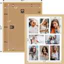 13x17 Collage Frame with 8 Openings 4X6 Pictures, Multiple Picture Frame with Mat, Wall or Tabletop Decor, Natural Wood Grain,2 Pack
