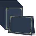BELLE KR Blue Certificate Holders 8.5 x 11, 50 Pcs - Diploma Cover Can be Used as Award Certificate Covers with Gold Foil Border for Letter Size 8.5" x 11" Certificates, Cardstock and Documents