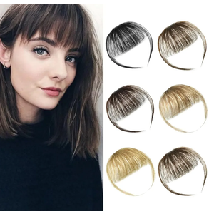 DILUSILK 360Â° 3D Cover Clipin Hair Topper with Bangs Dark Brown 100% Human Real HairToppers for Women Seamless Base for Thinning Hair