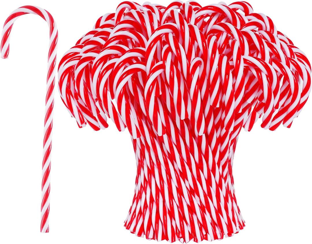 Jmkcoz 30Pcs Christmas Plastic Candy Cane Christmas Tree Hanging Ornament Twisted Crutch Candy Canes for Xmas Gift Holiday Decoration Party Favor (Red and White, 30)