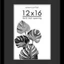 Americanflat 12x16 Picture Frame with Shatter-Resistant Glass - Use as 8x12 Picture Frame with Black Mat and White Trim or Display 12x16 Photo Without Mat - Signature Collection - Black