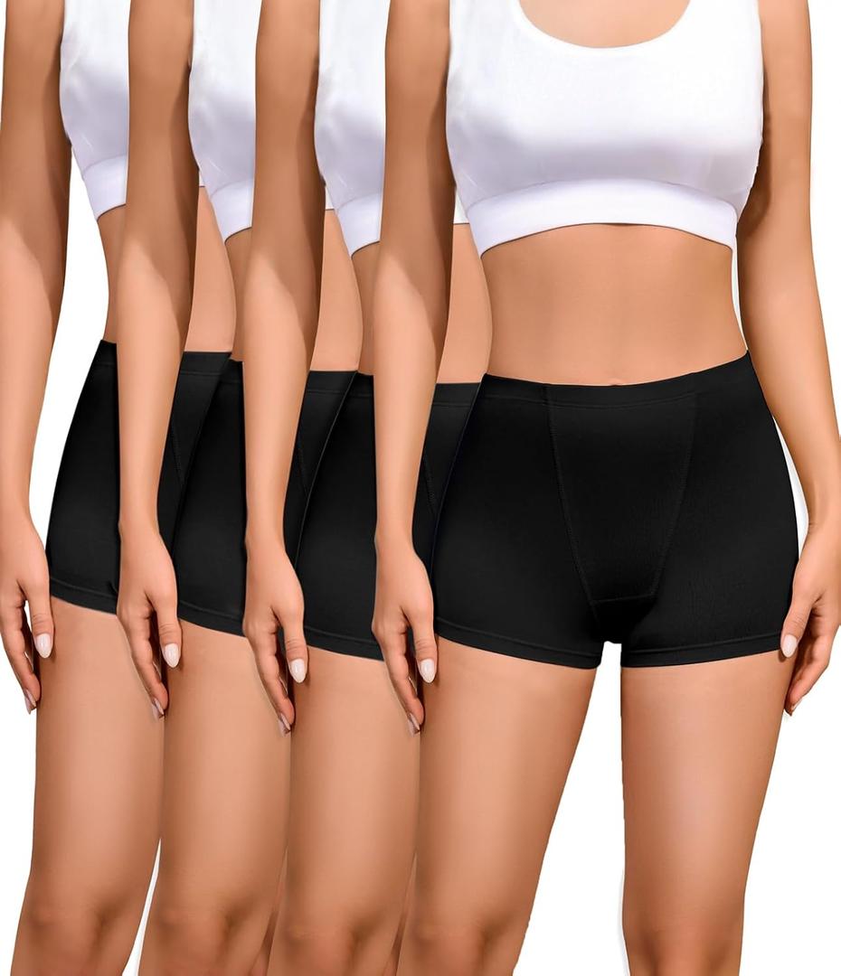 Cotton Boyshort Underwear for Women Cotton Boxer Briefs for Women Underwear Shorts 4 Pack Black X-Large 2" Inseam (Black, XL)