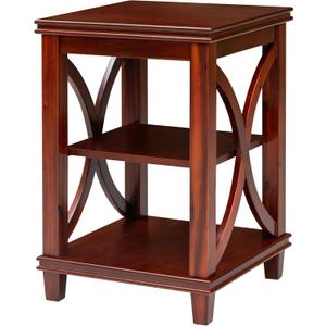 eHemco Solid Wood Square End Table with X-Design, Side Table with Storage Shelves, Cherry