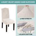 Turquoize Velvet Chair Covers for Dining Room Washable Ivory Dining Chair Slipcovers Set of 4 Stretch Dining Room Chair Covers Seat Protector, Parsons Chair Cover for Home, Hotel, Banquet (4, Ivory)