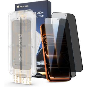 MAGIC JOHN 3rd Gen Upgraded for iPhone 17 Pro Max Privacy Screen Protector 6.9 Inch,25Anti-Spy Screen,Shockproof Tempered Glass,Auto Dust-Removal,Bubble Free,Easy Installation,Daily Drop Protection,2 Pack