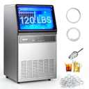 VEVOR Commercial Ice Maker Machine, 120 lbs/24H Ice Production, 33 lbs Storage Bin, 45 Cubes per Cycle, Stainless Steel Under Counter & Freestanding Ice Maker with LED Display, for Home Bar Restaurant