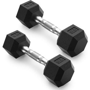 PAPABABE HEX Dumbbell Set 2.5-125lb, Rubber Encased Home Gym Dumbbells, Exercise & Fitness Weights Dumbbells for Women & Men, Hand Weight for Strength Training
