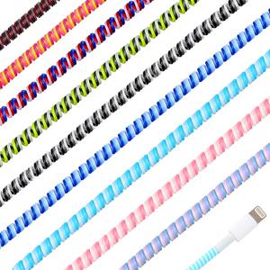 Frienda 10 Pcs Spiral Cord Protector Chargers Protector Pets No Chew Data Cable Protective Sleeve Headphone Charger Saver USB Cable Cover Wire Repair for Phone USB (Classic Colors)