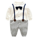 Baby Boy Onesies, Long Sleeve Jumpsuit,  Bow Tie, Infant Boy Gentleman Outfits Sets for Formal Occasion (0-3 Months)