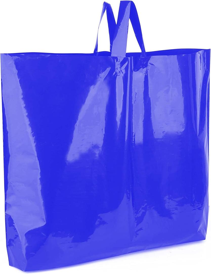 19.5x15 Large Plastic Shopping Bags with Handles - 3 Mil Thick Heavy Duty Blue Merchandise Bags for Small Business, Boutique & Retail - Glossy Gift Bags (60 Pack)