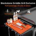 Silicone Griddle Tools Mat for Blackstone - 16 Inch Food Grade Silicone Spatula Mat with Drip Pad, Thickened Side Shelf BBQ Grilling Gadgets Accessory for Outdoor Kitchen Counter Must Have