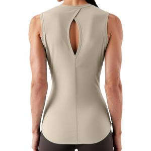 Women's Open Back Workout Tops - Sleeveless Yoga Tank Tops for Women, Moisture-Wicking Athletic Shirts for Running (S)