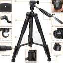 Zomei Z666 Portable Professional Aluminium Tripod with Pan Head and Carrying Bag for DSLR Cameras DV Video Camcorders Applicable For Canon Nikon Sony