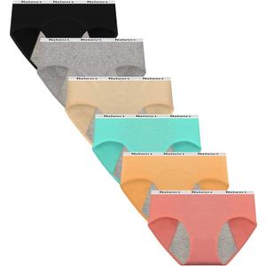 Nalwort Teen Girls Period Underwear Menstrual Period Panties Leak-Proof Cotton Protective Briefs Pack of 6 (14-16 Years, Multicolor-5)