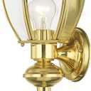 Livex Lighting 2112-02 Outdoor Wall Lantern with Clear Beveled Glass Shades, Polished Brass, 7"W x 25.25"H
