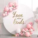 Minetom 7.2FT Round Metal Backdrop Stand with Wedding Arch Cover Spandex, Gold Wedding Balloon Arch Backdrop Stand Round Arch Frame for Birthday Party Baby Shower Graduation Ceremony Decoration, White
